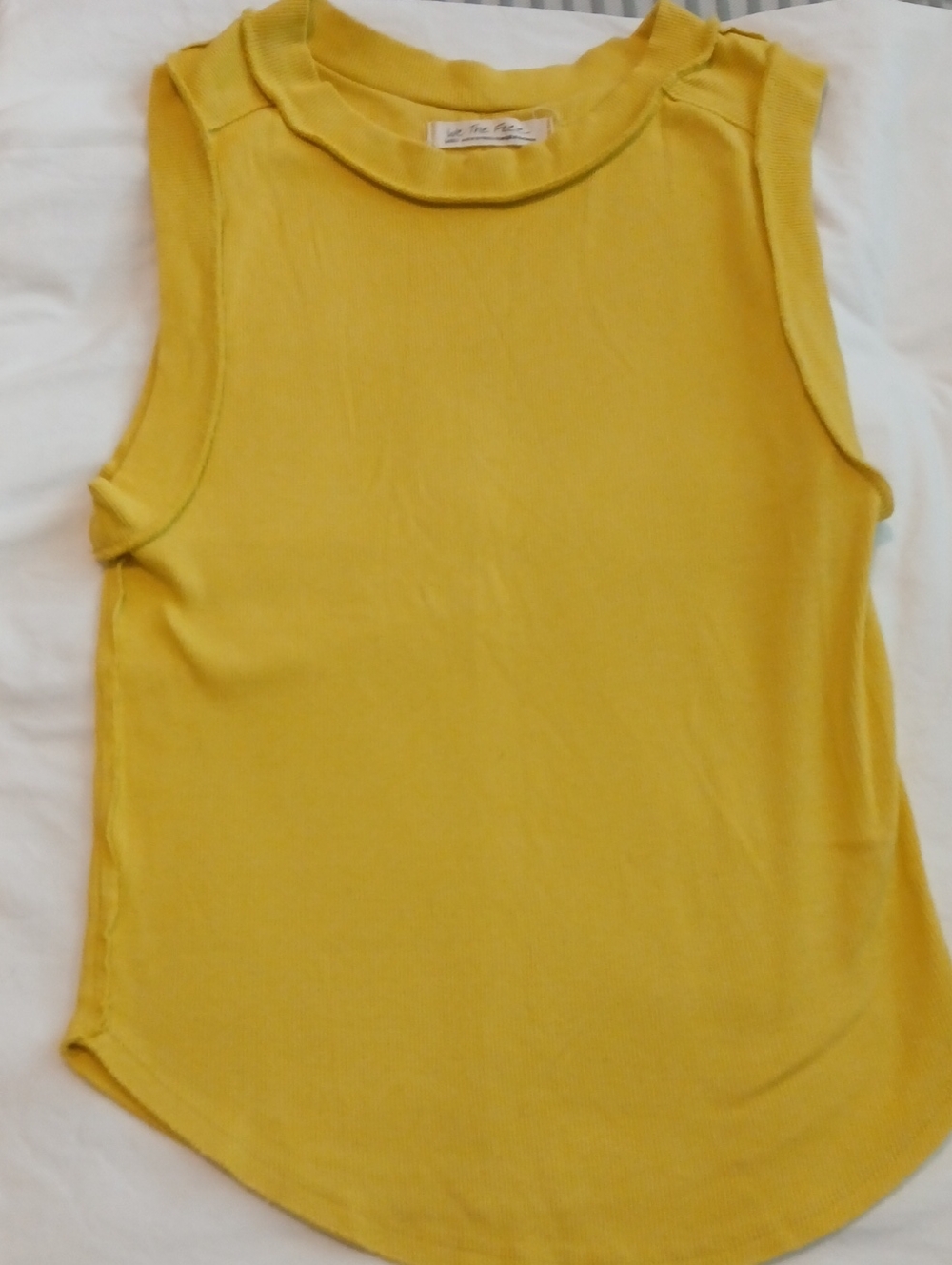 We The Free sleeveless ribbed tank in bright yellow
